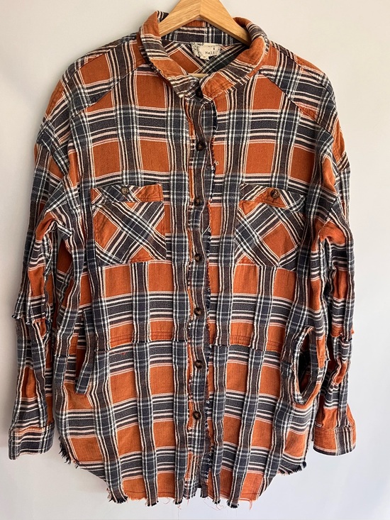 Oli & Hali Tops - Oli & Hali Orange and Black Plaid Button-Up Shirt